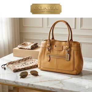 Coach Penelope Pebbled Leather Satchel F14686 - Tan/Beige